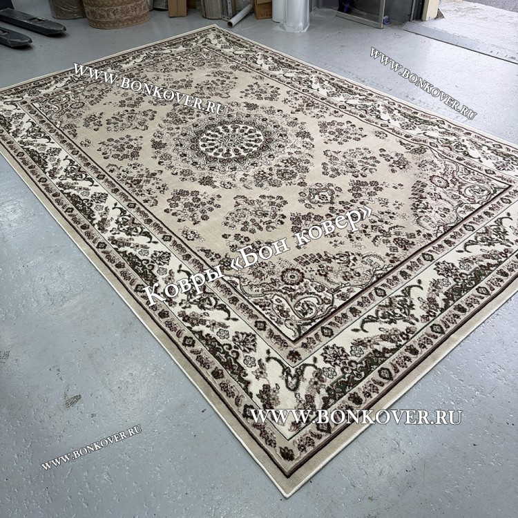 Ковер Лайт Карпет Медальон 30429 Бежево-Коричневый