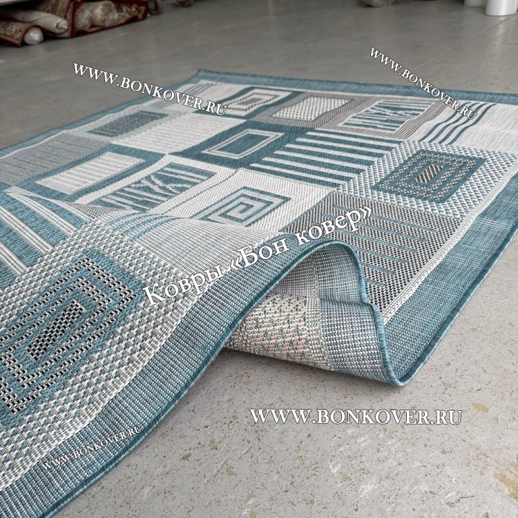 Безворсовый Ковер Дизайн 30818 Голубой